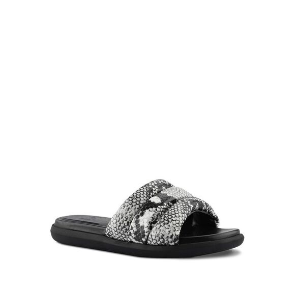 MARC FISHER Shoes - MARC FISHER Womens Black Snake Yessy Platform Slip On Leather Slide Sandals 7 M
